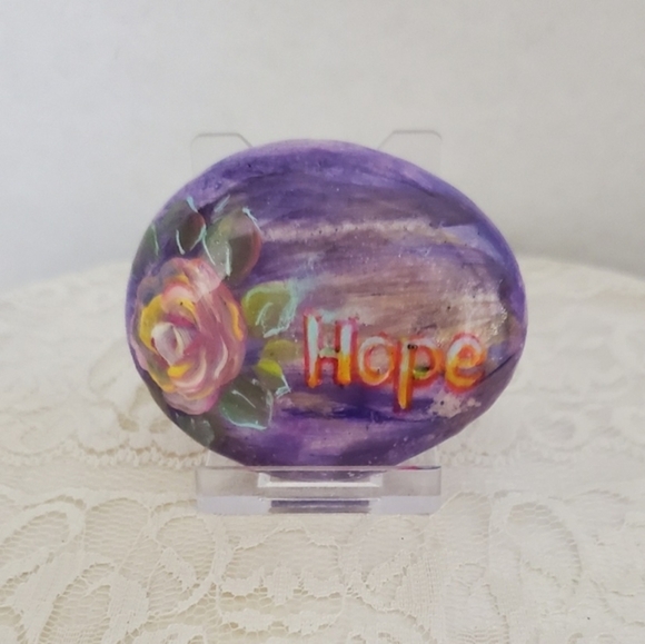 Handmade Colorful Inspirational Word Rock, Hope Word Rock - Picture 1 of 8
